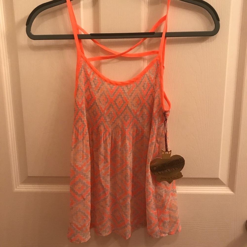 Vera Wang Princess peach and grey tank